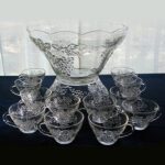 glass punch bowl withTea Cup Glasses